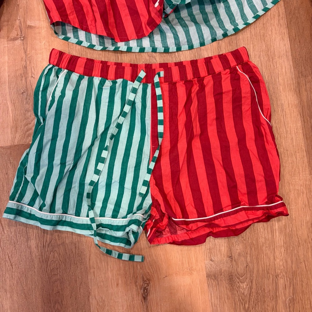 Printfresh Red And Green Striped Medium Pajama Se… - image 4